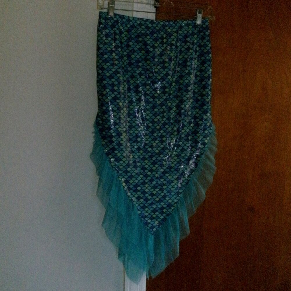 Cosplay Dress-up Halloween Costume pull-on MERMAID TAIL metallic blue & green XL